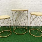 Trio de Mesa Mini Table Octogonal em Dourado